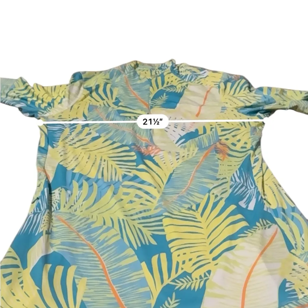 Tail Green & Blue‎ Tropical Palm Tree Print Short Sleeve Activewear Dress Sz XL - Image 7