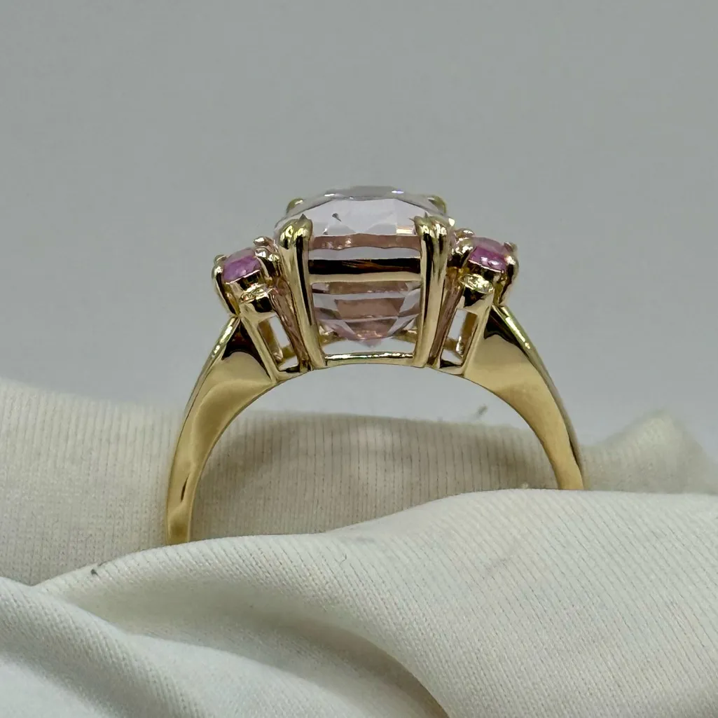 NWOT 14K Gold 5.19ct Natural Kunzite& Pink Sapphire/Geniune Diamonds Ring in 7 - Image 7
