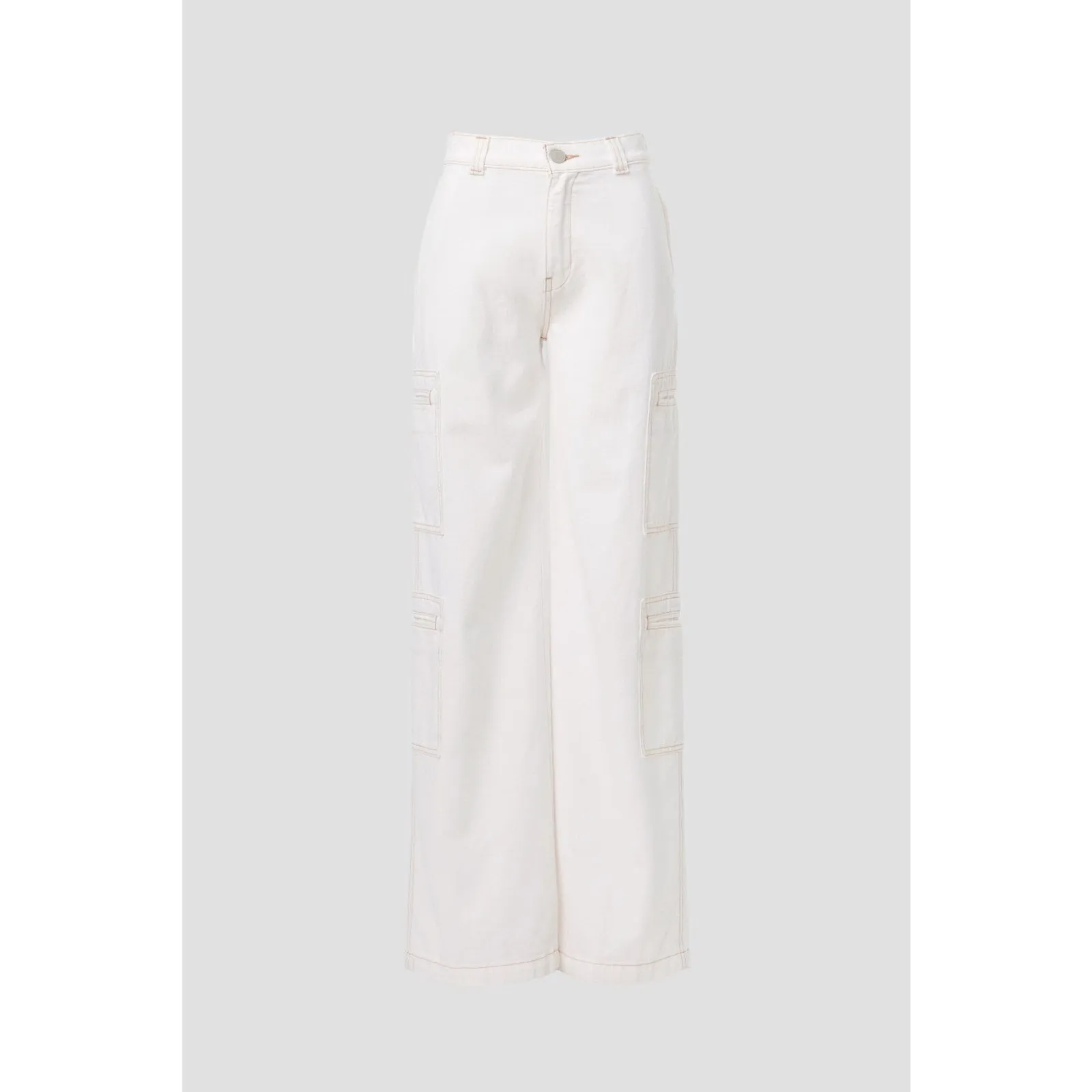 Hudson Cream High-Rise Welt Pocket Cargo Wide Leg Utility Jeans Size 28 - Image 4