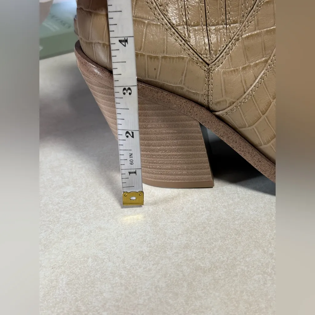 Rebecca Minkoff Sabana Bootie Croc Embossed Cream Leather Ankle Boots Size 9 - Image 14