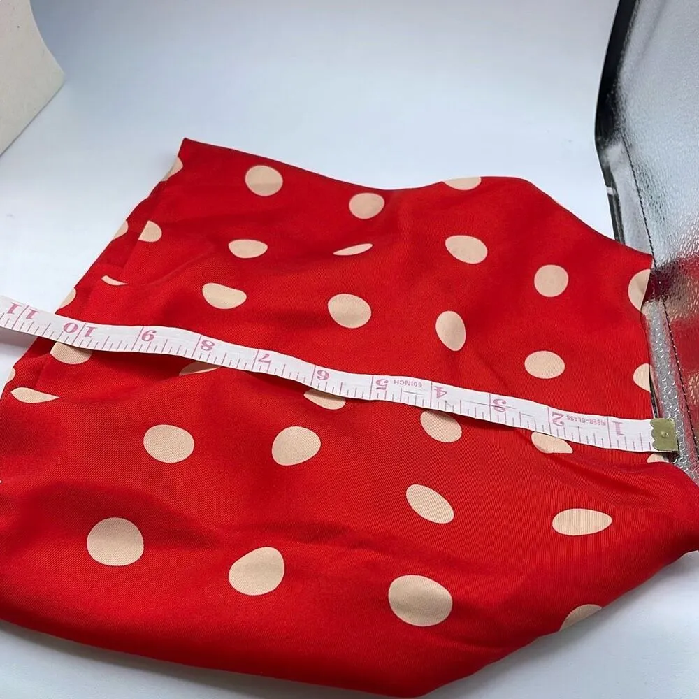 Vintage red white polka dot infinity satin scarf. - Image 3