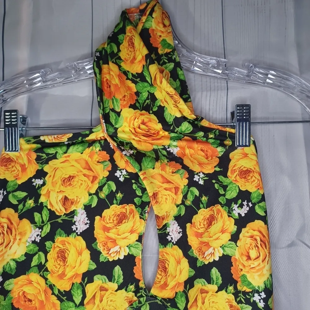 Zara halter style floral with open back bodysuit NWT - Image 2