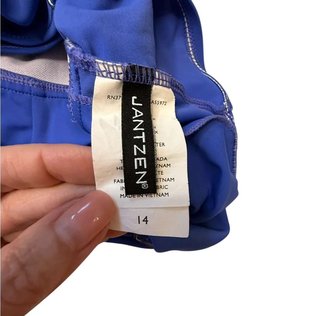 Jantzen Cobalt Blue One Piece Surplice Draped Front Tummy Control Size 14 - Image 6