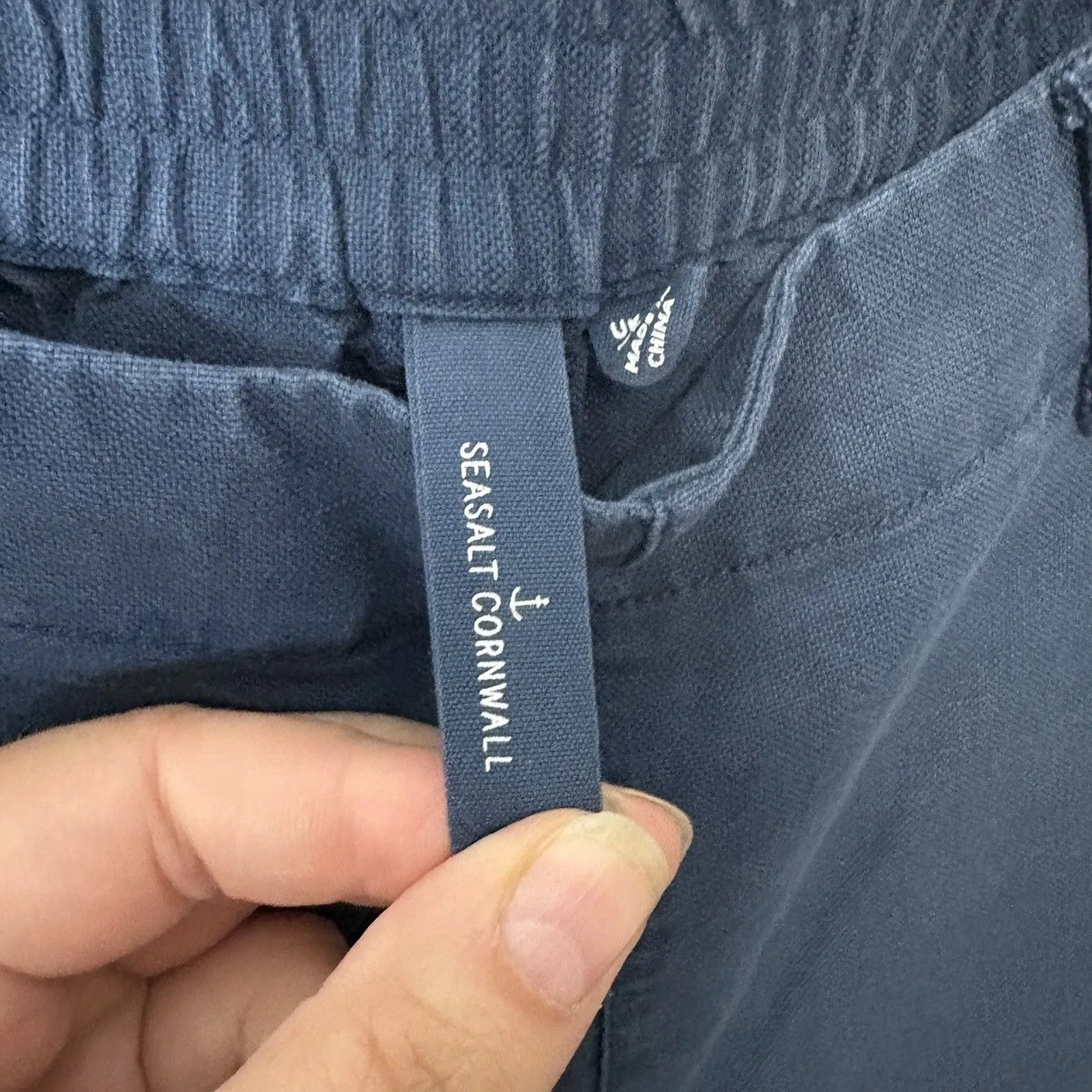Seasalt Cornwall Nanterrow Tapered Trouser Womens US 8 Blue Cotton Linen Pants - Image 8