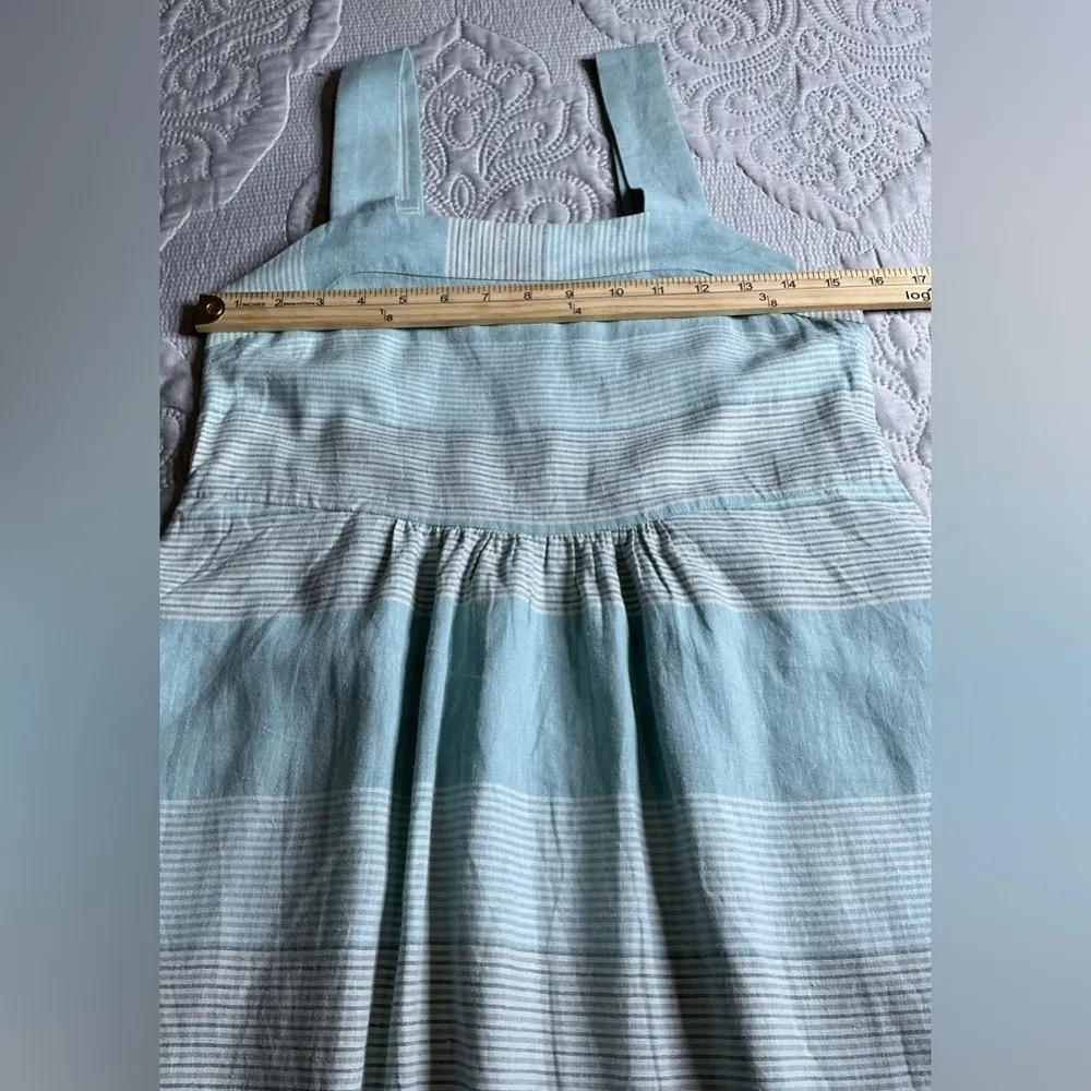 #Patagonia” hemp Stripe Maxi Dress button Back white and blue size xs - Image 5