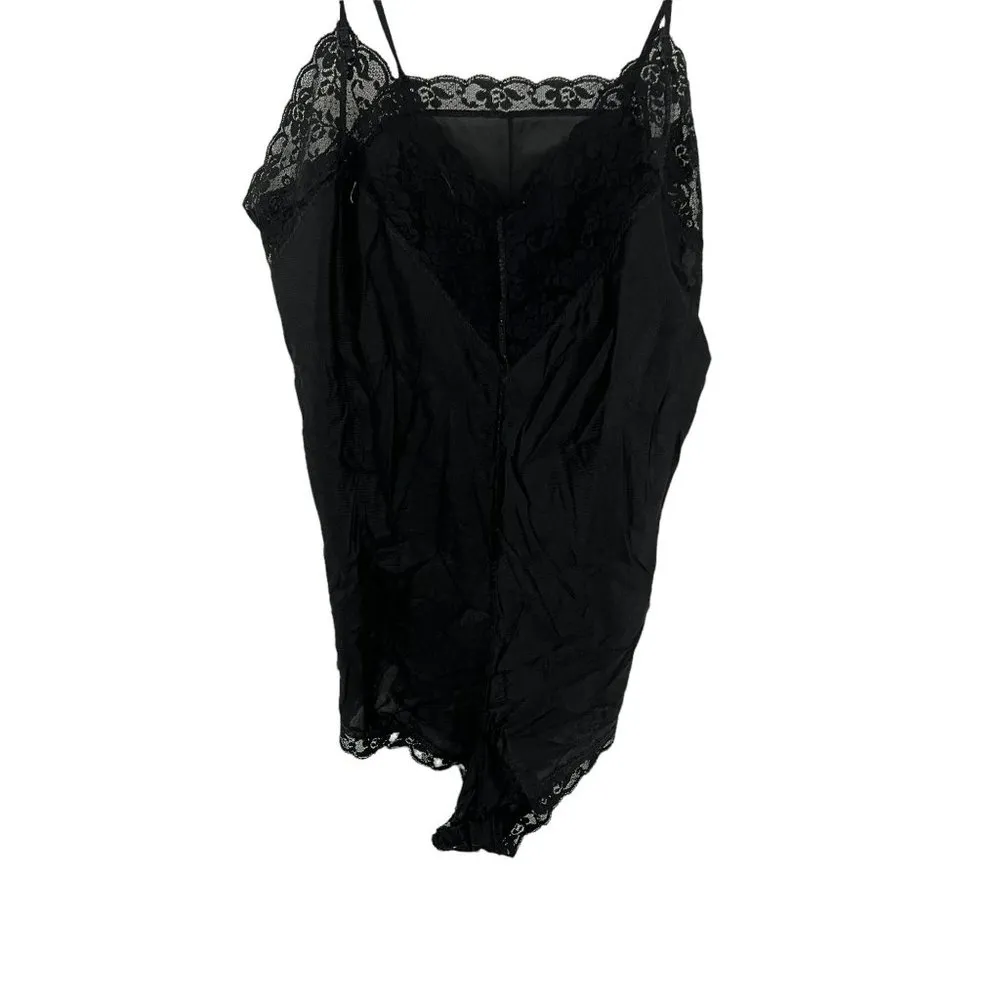 Vintage Teddy Black Nylon Lace Medium Romper - Image 8