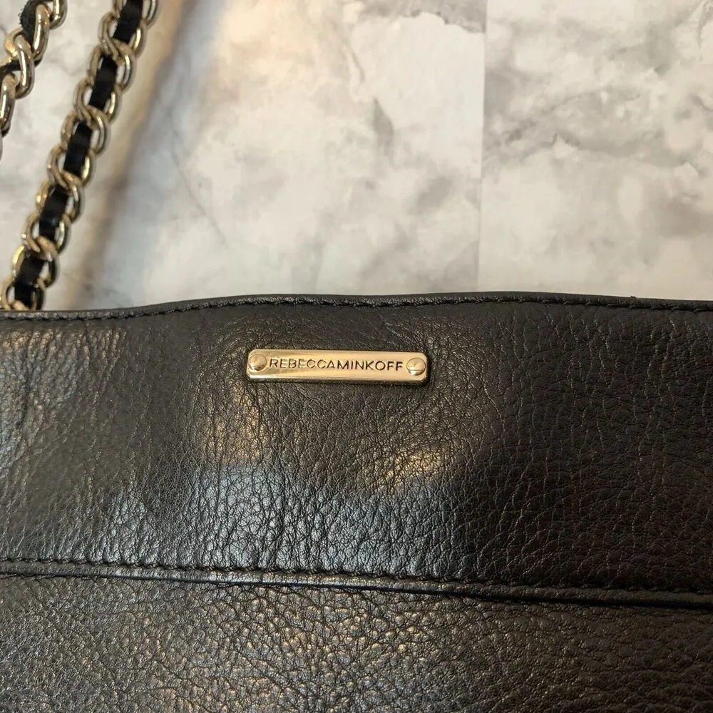 Rebecca Minkoff Swing Double Chain Black Leather Shoulder Bag Women's Handbag - Image 2