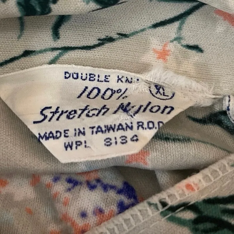 Women's Green Floral Long Sleeve Tie Knot Button Down Shirt Crop Top Size XL - Image 3