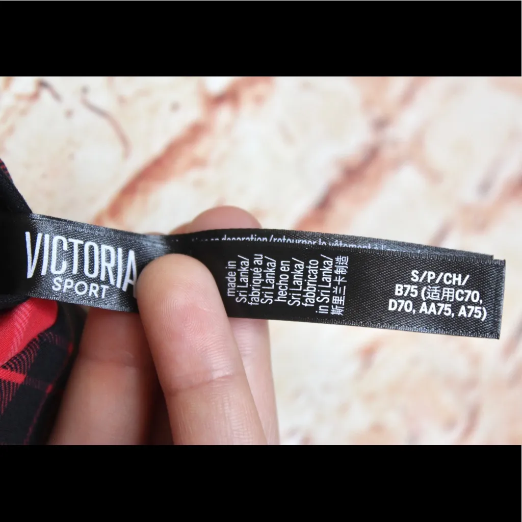 Victoria Sport | Glitter Logo Red Argyle Sports Bra - Image 5