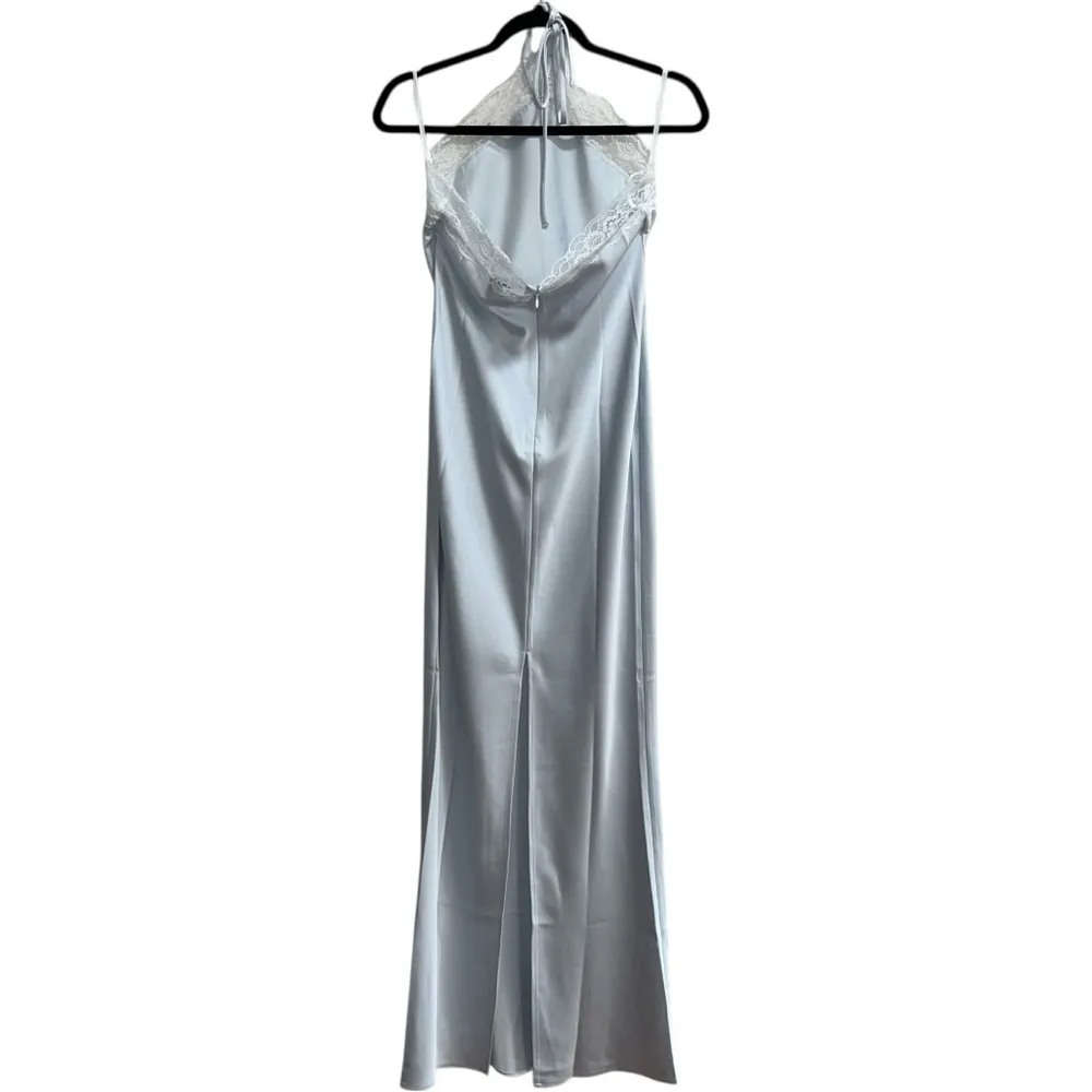 NEW NWT Majorelle Libbie Halter Lace Trim Maxi Gown In Light Blue - Image 6