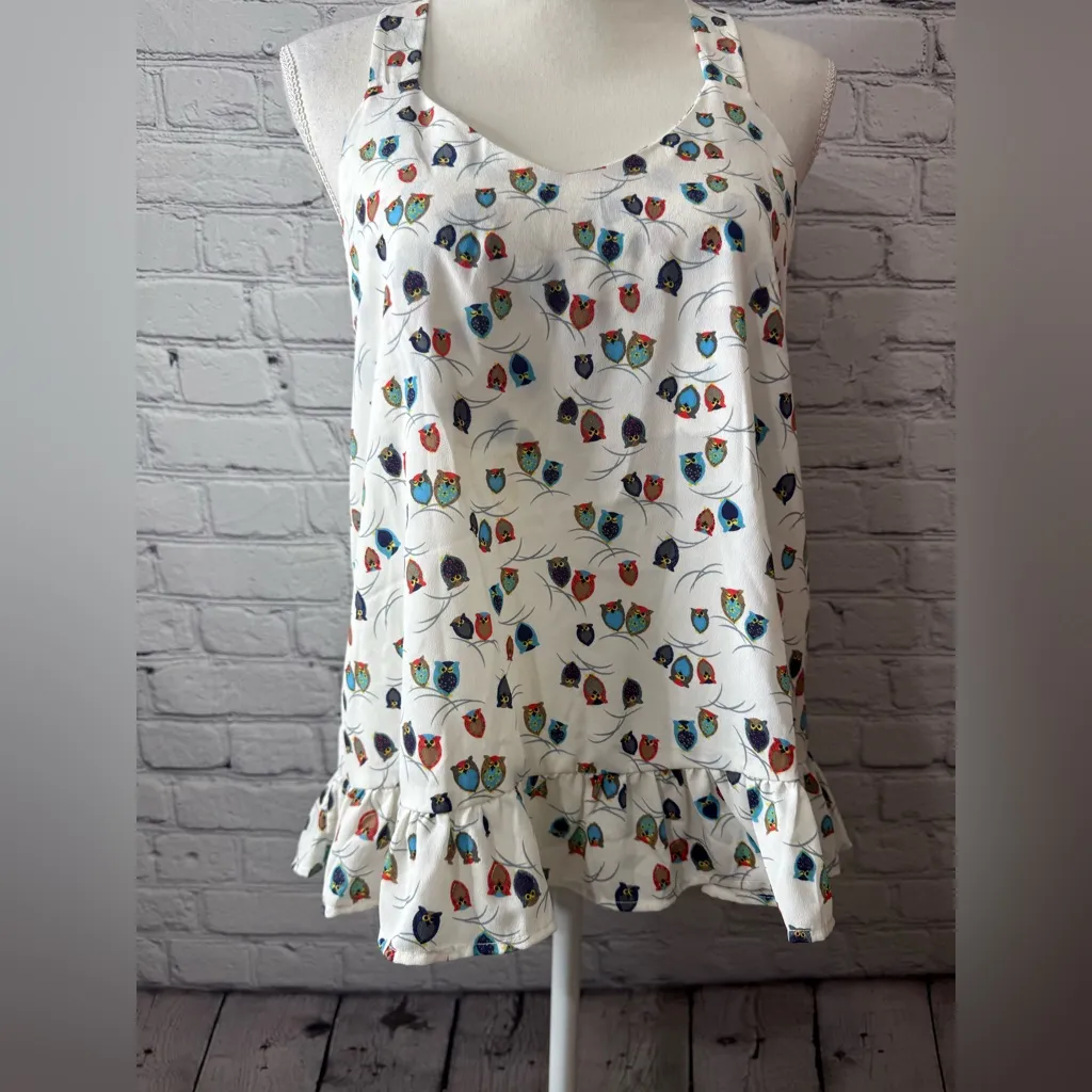 Audrey Women's Colorful owl print top size medium - Image 2