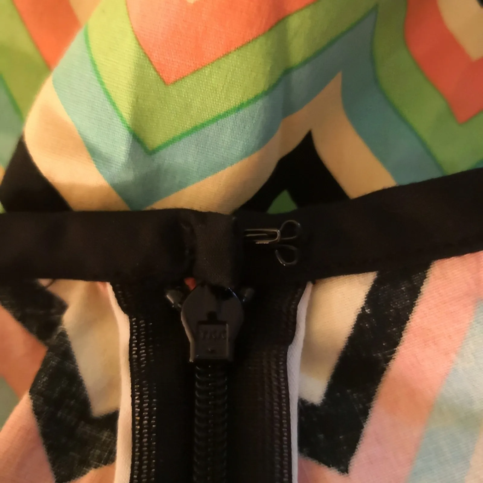 TIBI Multicolor Chevron Print A-Line Mini Skirt 2 Rainbowcore Dopamine Coconut - Image 6