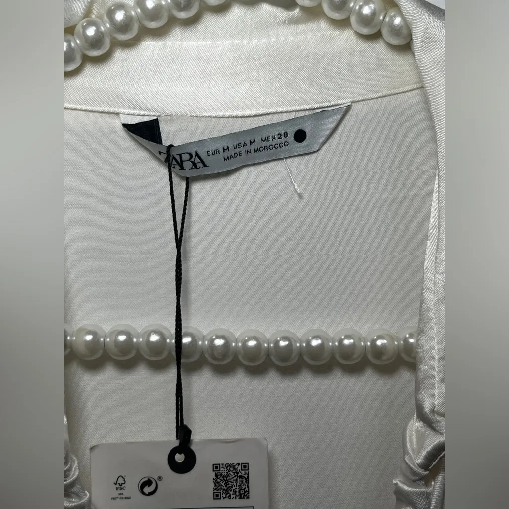 Zara Pearly White Satin Draped Ruched Dress Size M New Bloggers Fave - Image 11