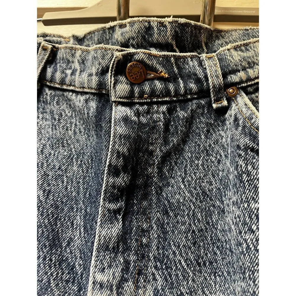 Vintage 80s Lee Riders Mid Rise Tapered Jeans Womens SZ 4 High-Waist Acid-Wash - Image 4