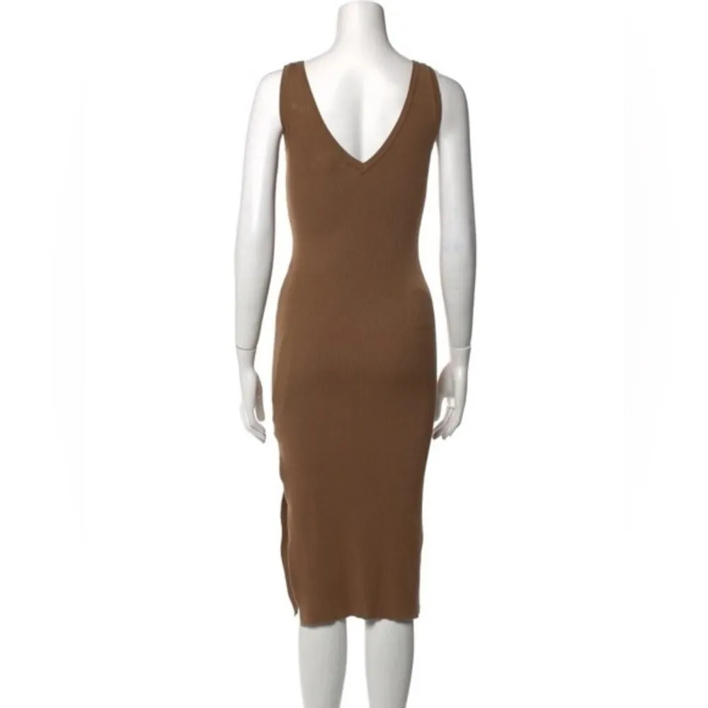 House Of Harlow NWT 1960 V-Neck Knit Side Slit Fitted Midi Dress Fall Season XS - Image 3