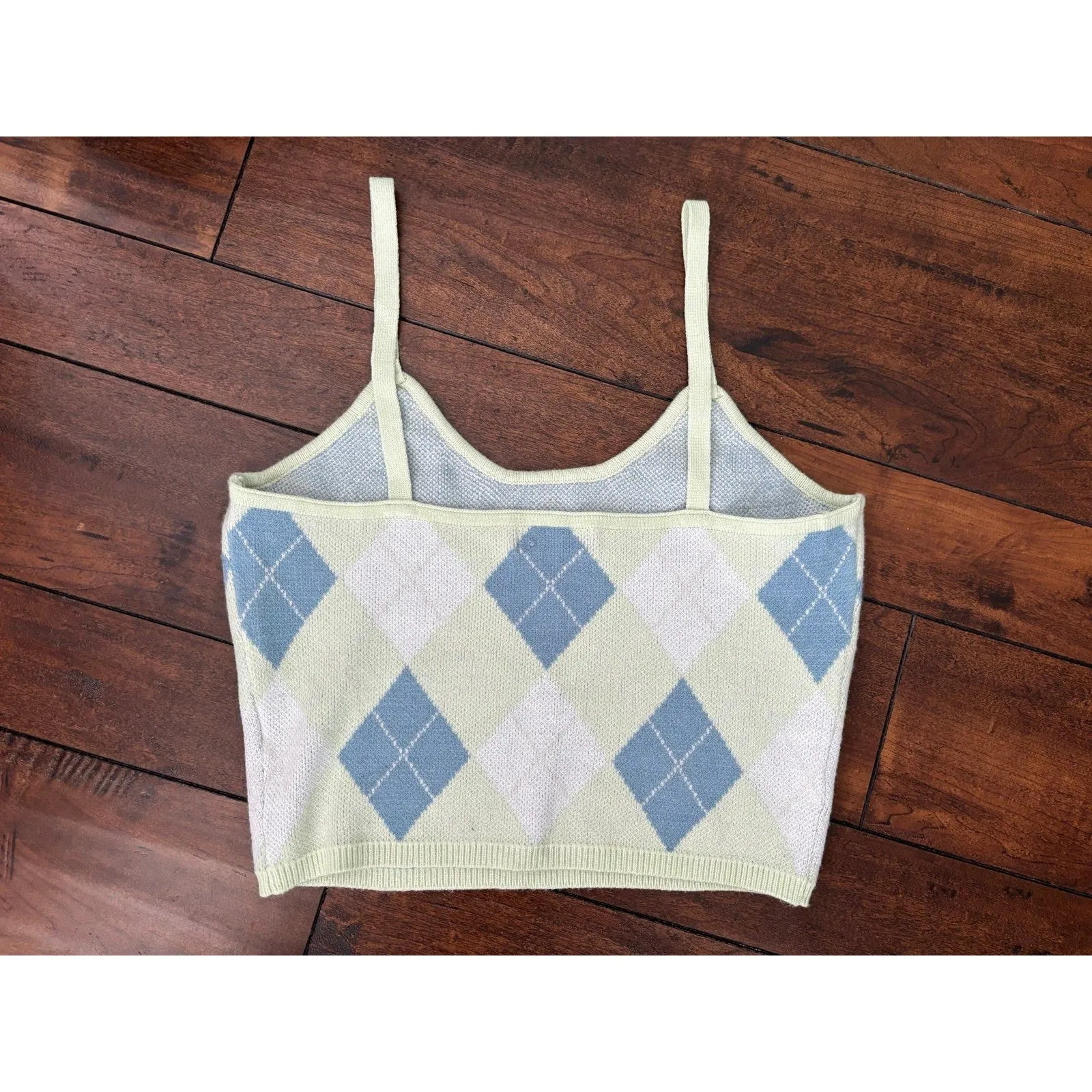 Altar'd‎ State Sweater Knit Argyle Cropped Top Women's Size L / 12-14 - Image 2