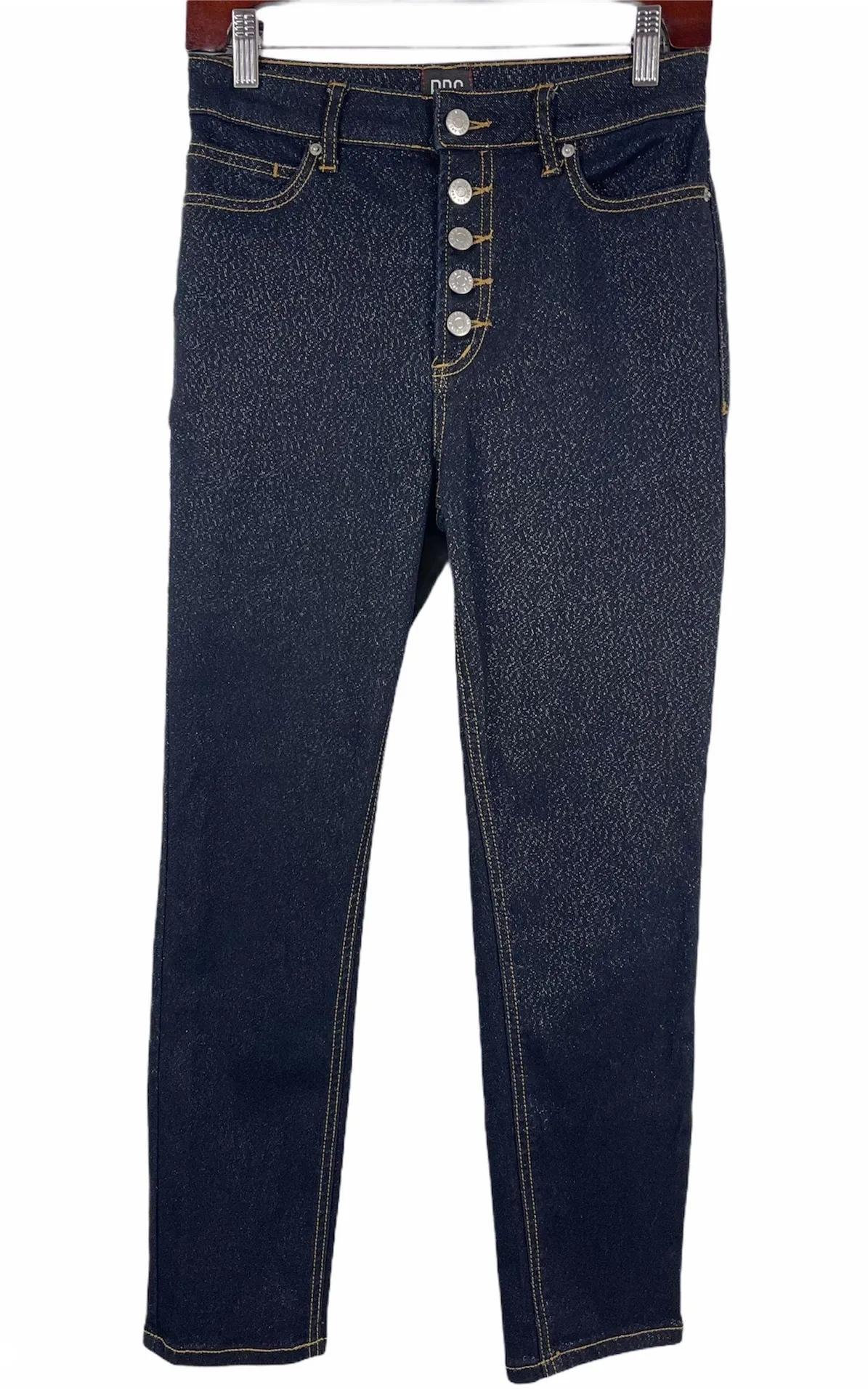 UO Glitter Button Fly Skinny Jeans - Image 3