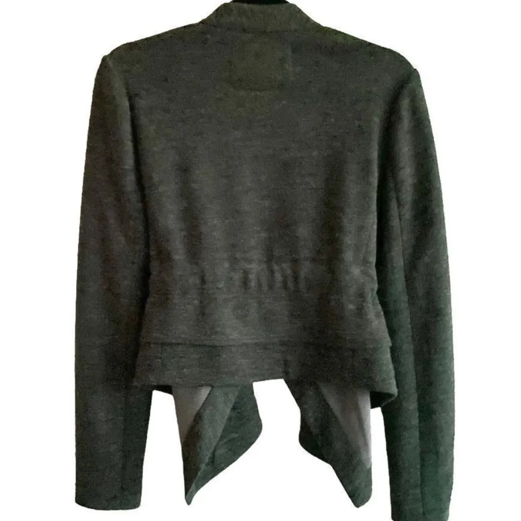 ANTHRO CARTONNIER Green Draped Open Front Tie Waist Peplum Blazer Jacket M - Image 4