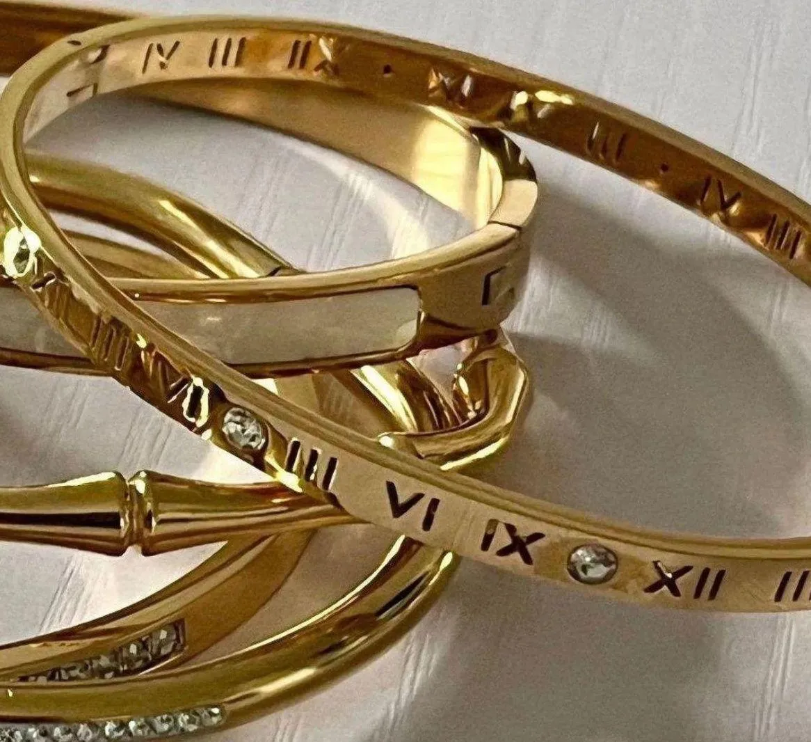 Anthro 18K Roman Numeral Stacking Bracelet  - Image 3