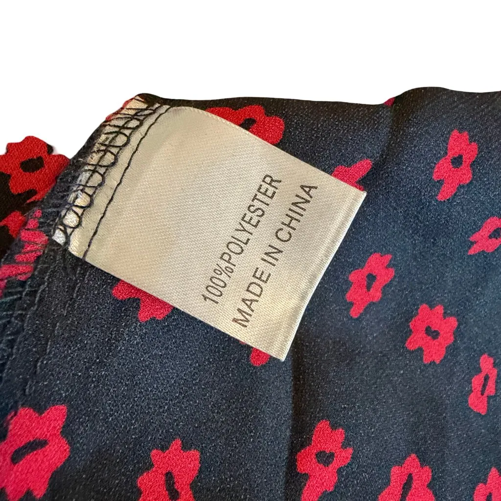 Princess Polly Black Red Floral Print Skirt Midi High Slit Flowy Trendy Size 4 - Image 6