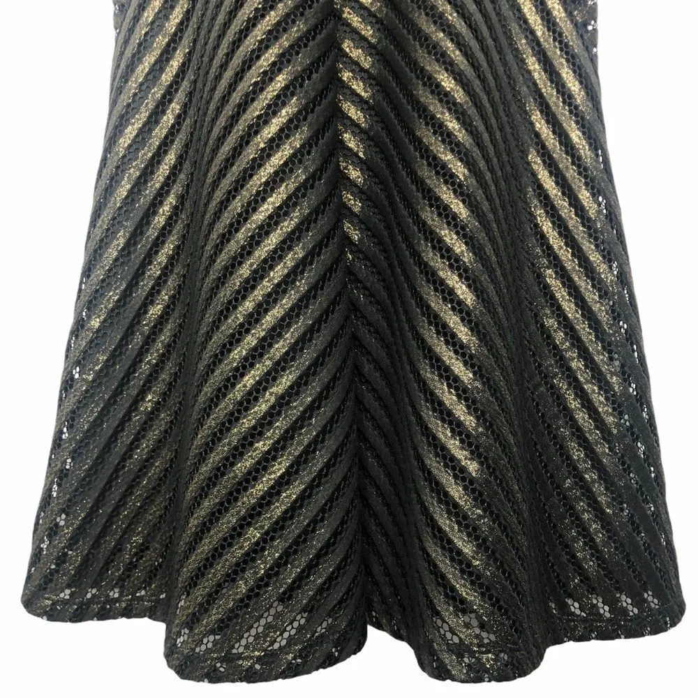 Mossimo A Line Metallic Gold Chevron Sleeveless Fit and Flare Mini Dress - Image 7