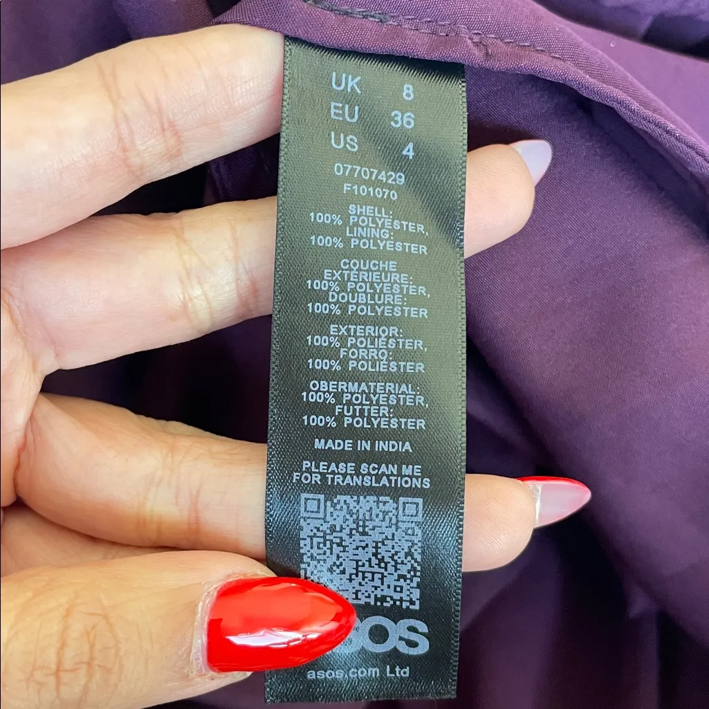 ASOS Plum Purple Embellished Neckline Fit & Flare Midi Dress US 4 - Image 9