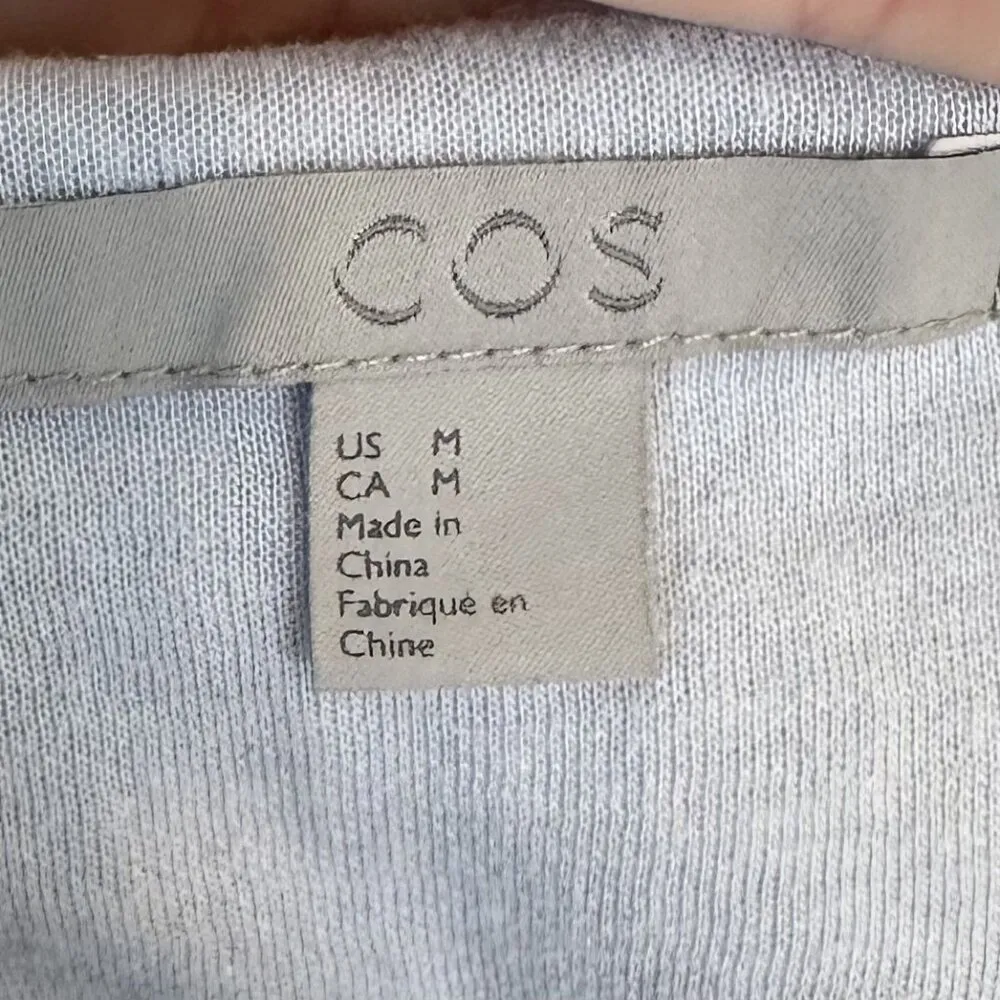 COS Relaxed Grey Fit Blouse Tunic Top Medium Dip Hem - Size: Medium - Image 2