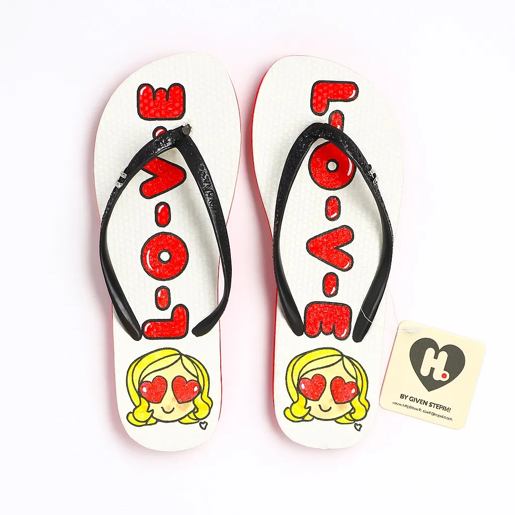Harajuku Lovers LOVE Flip Flops Size 3/4 – Gwen Stefani Cute Cartoon Sandals - Image 5