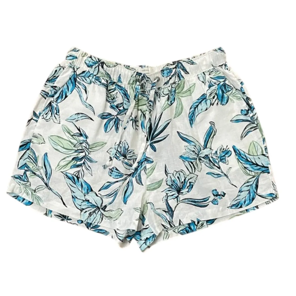 C&C California Blue Floral Linen Boxer Style Shorts Womens Size Large - Image 2
