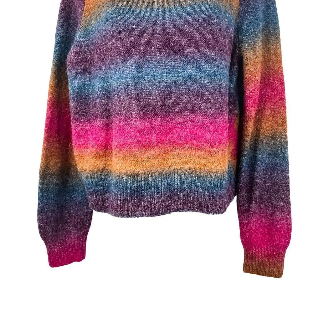 BB Dakota Steve Madden Rainbow Colorful Fuzzy Ombre Long Sleeve Sweater Top - Image 8