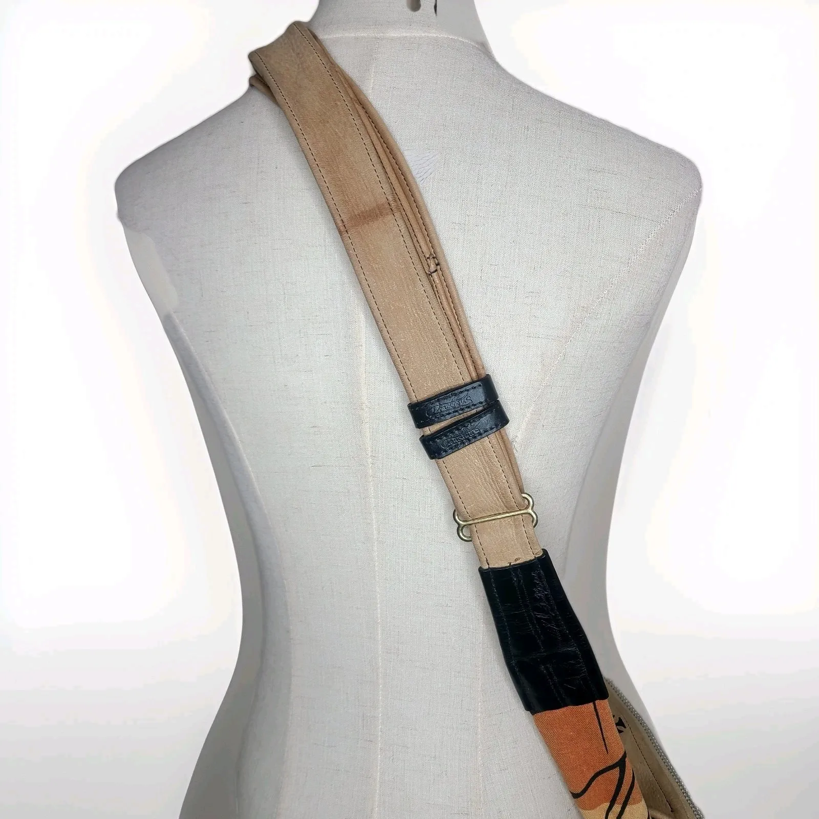 Thaddeus Dubois Leather Fabric Leather Harness Crossbody Bag Purse Boho Brown - Image 3