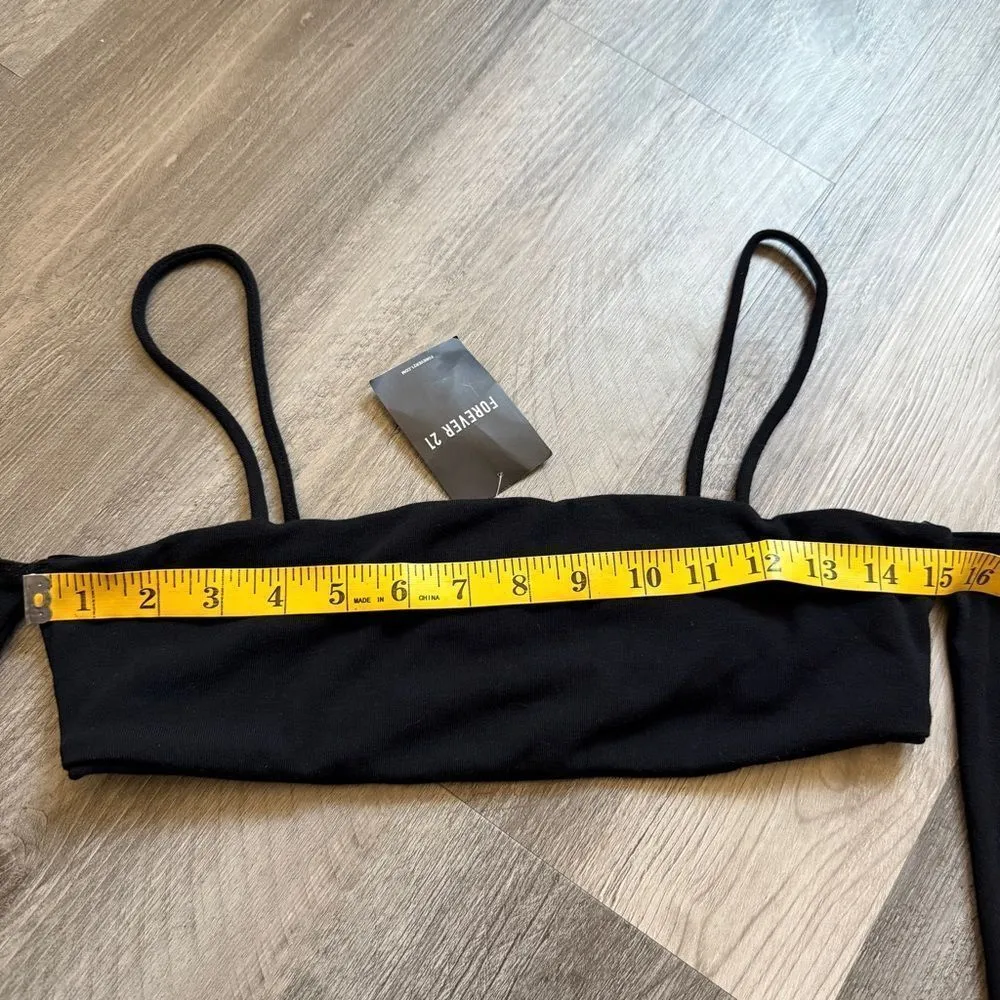 Forever 21 Crop Top NEW Black Long Sleeve Large Stretchy - Image 8