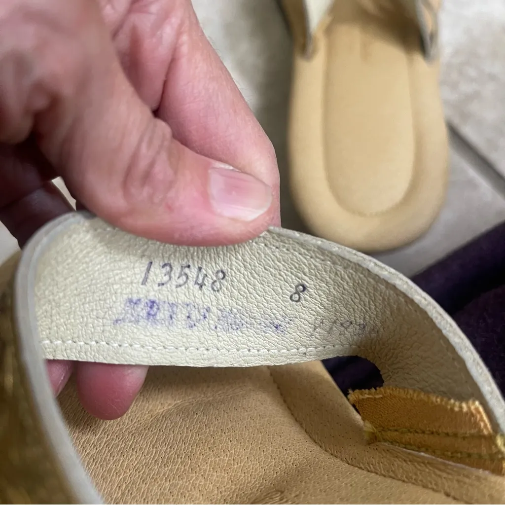 Vintage Princess Kaiulani Flip Flops Black with Gold Hawaiian Size‎ 8 Bling EUC - Image 12