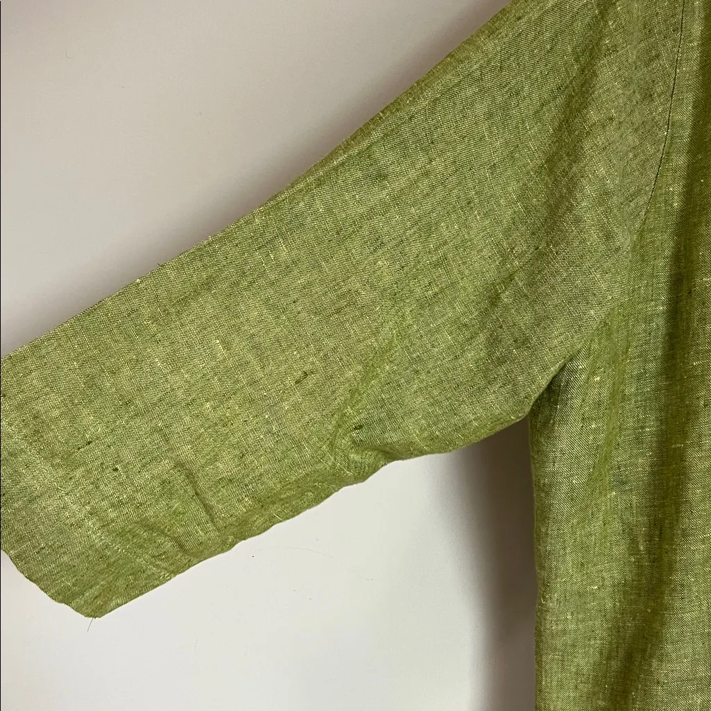 FLAX 100% Linen Oversized Tunic Shirt Tunic Pockets Lagenlook Boho Sz Large - Image 2