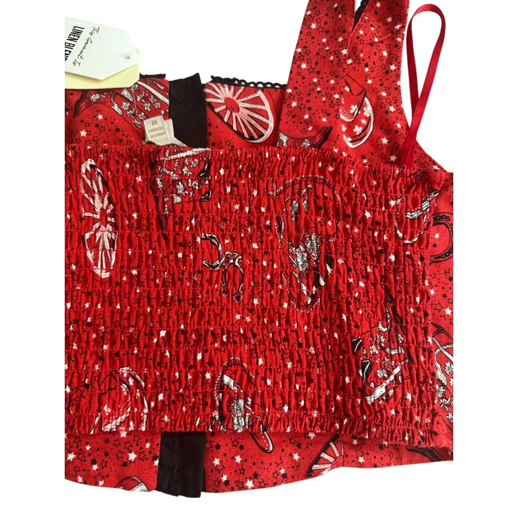 MONTEAU Red Western Crop Tank Top Size Medium NEW NWT - Image 2