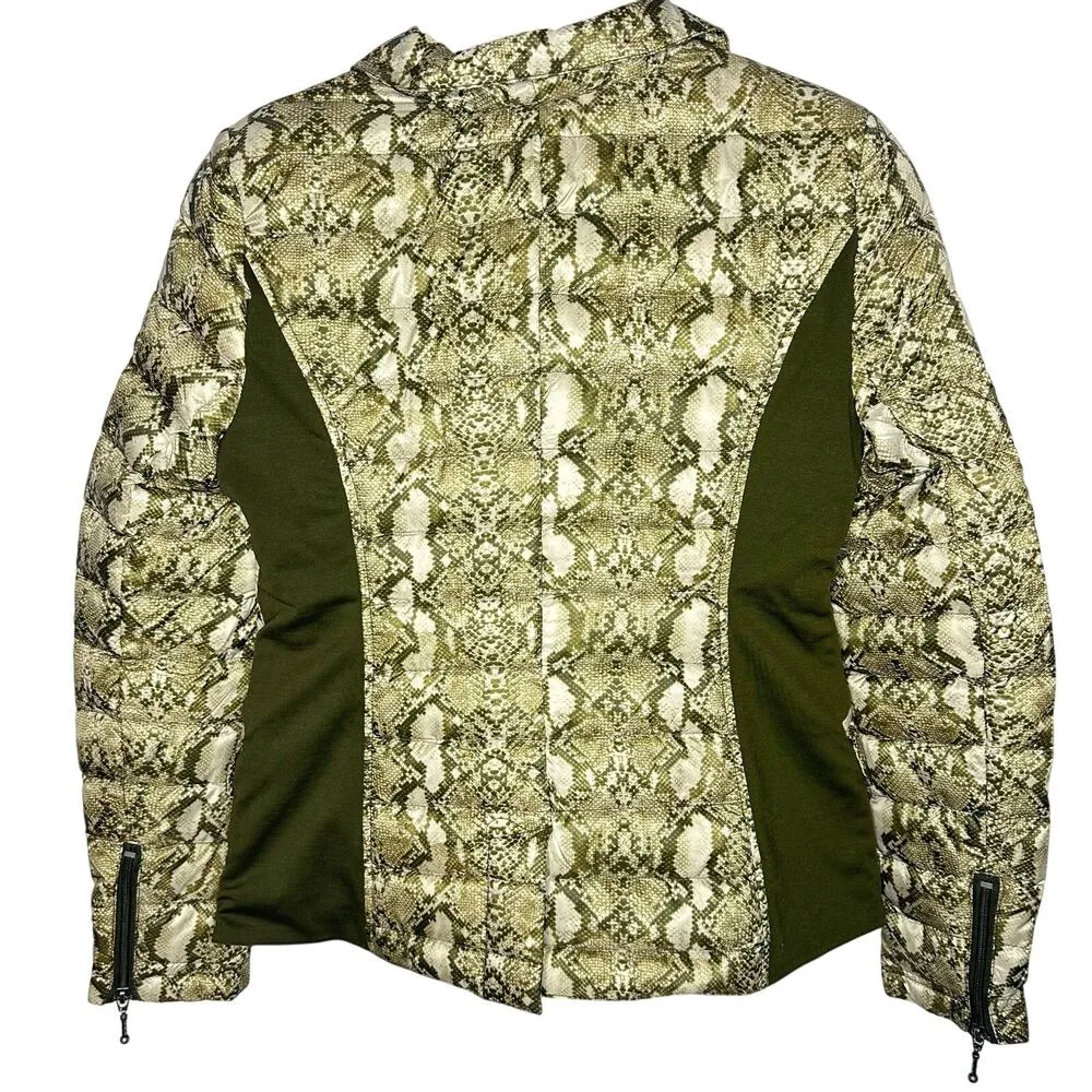 ANORAK NWT Green Gold Snakeskin Duck Down Blend Puffer Jacket Small - Image 5