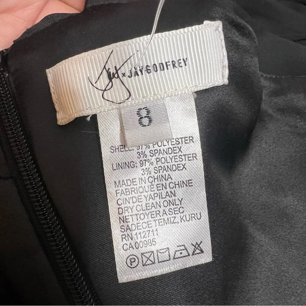 Jay By JAY GODFREY Black Flutter Chiffon Overlay Cold Shoulder Naomi Gown Dress - Image 7