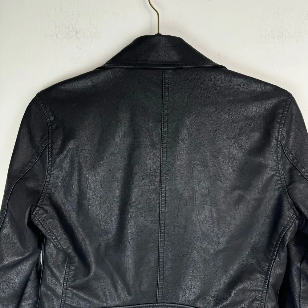 BLANK NYC Vegan Leather Moto Biker Jacket Sz XS Black Zip - Image 12