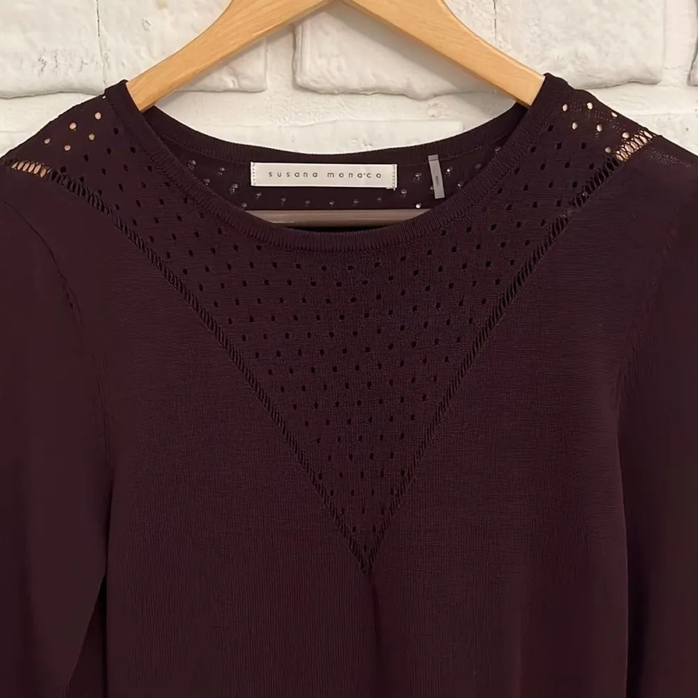 Susana Monaco dark purple long sleeve skater dress size XS - Image 4