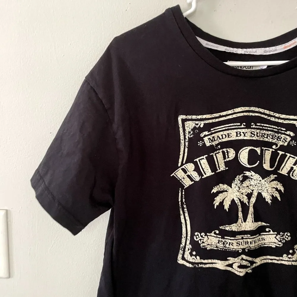 Ripcurl black white island summer short sleeved t-shirt casual comfortable - Image 2