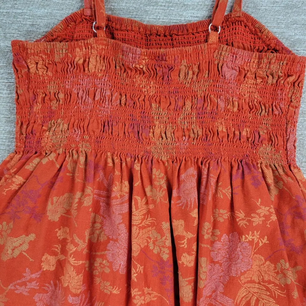 Universal Thread Dress Womens Medium Orange Smocked Top Adjustable Straps Summer - Image 13