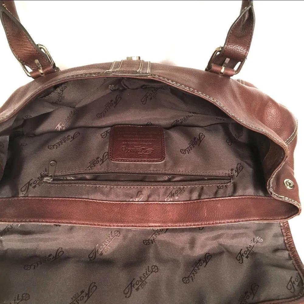 Fossil leather satchel top handle shoulder/handbag - Image 7