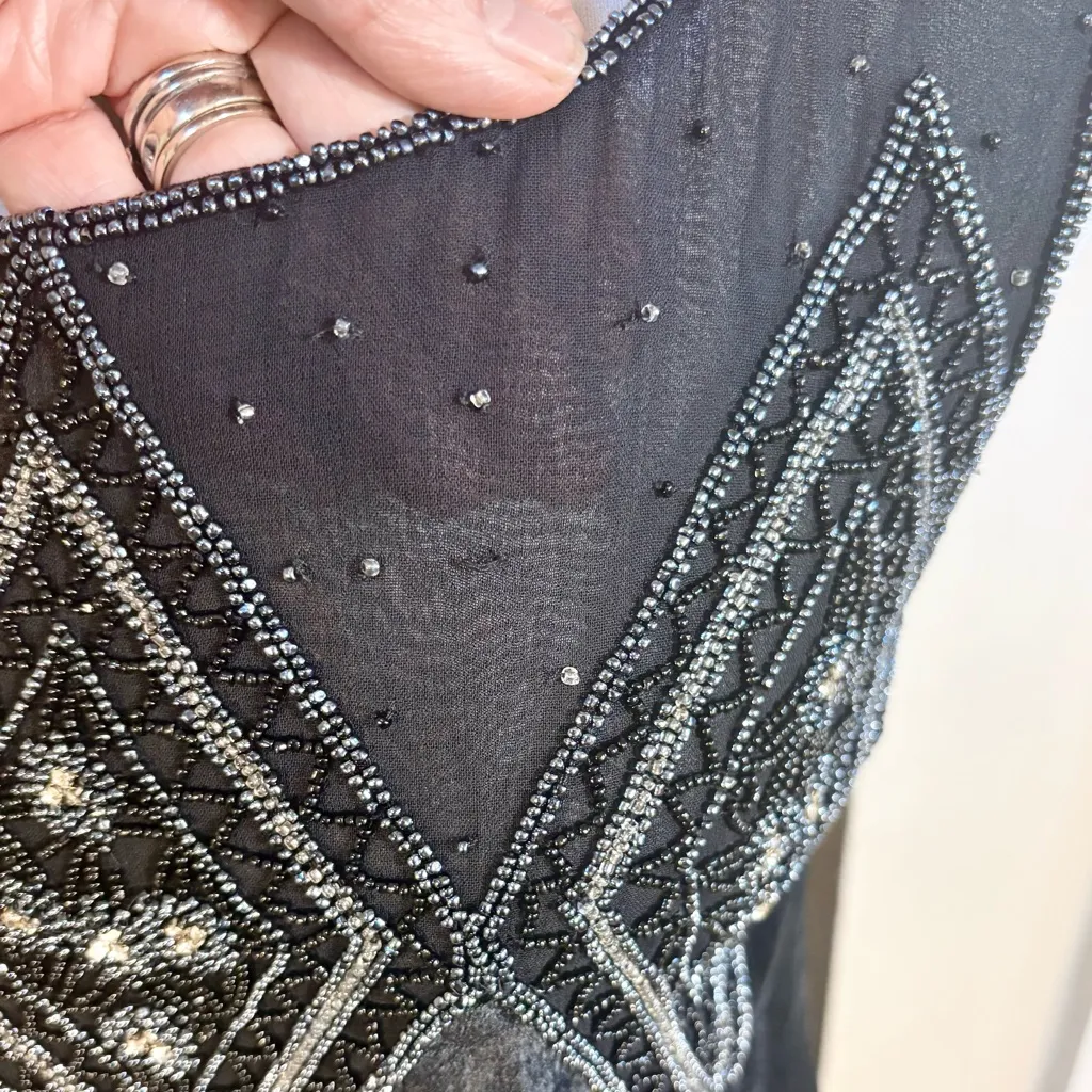 April Cornell Black Velvet Beaded Maxi Dress Witchy Gothic Romantic ~Small🧡 - Image 4