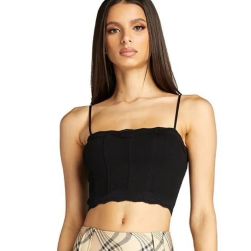 I.AM.GIA Lena Cropped Corset Cami with Lace Trim in Black Sz S NWOT - Image 3