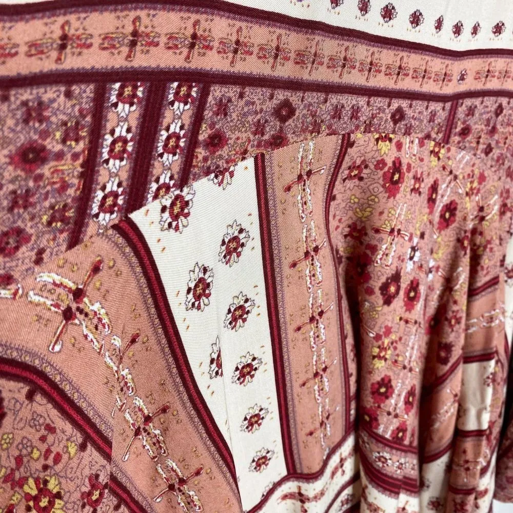 Mittoshop Strappy Back Geometric Floral Tank Mini Dress Tunic Orange Small - Image 9