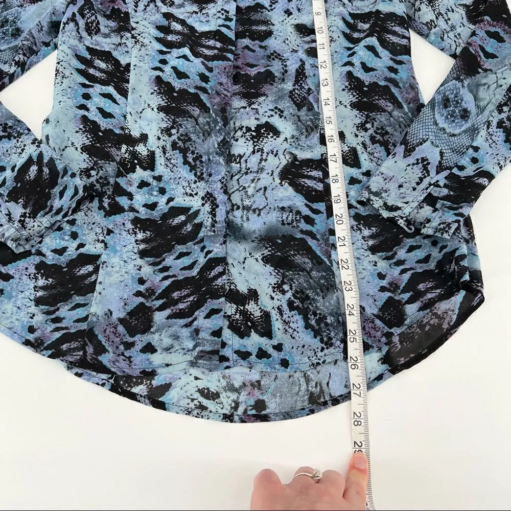 CAbi Python Snake Blue Top Blouse Small snake skin print career‎ - Image 9
