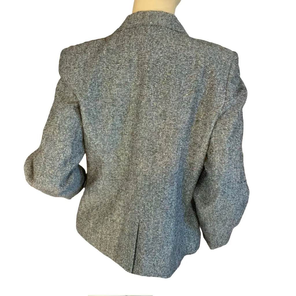 VINTAGE PARISIAN GRAY W/ RED, BLACK & IRIDESCENT SEQUIN EMBELLISHED BLAZER (10) - Image 4