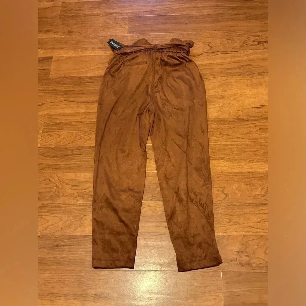 NWT BLANK NYC Suede Paperbag Tie Waist Brown Pants size 29 MOCHA BROWNIE - Image 2