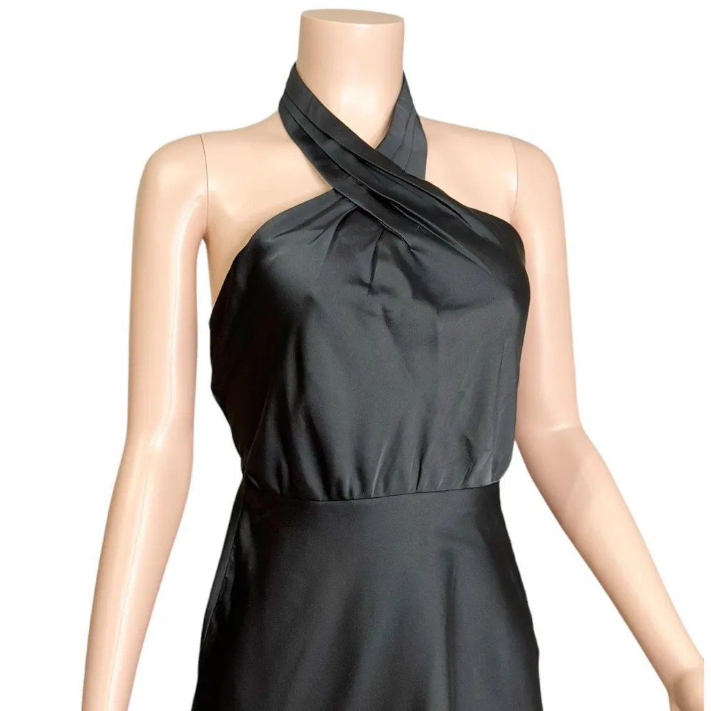 BHLDN  Ruby High Shine Satin Halter Mini Dress, Black, Small - Image 5