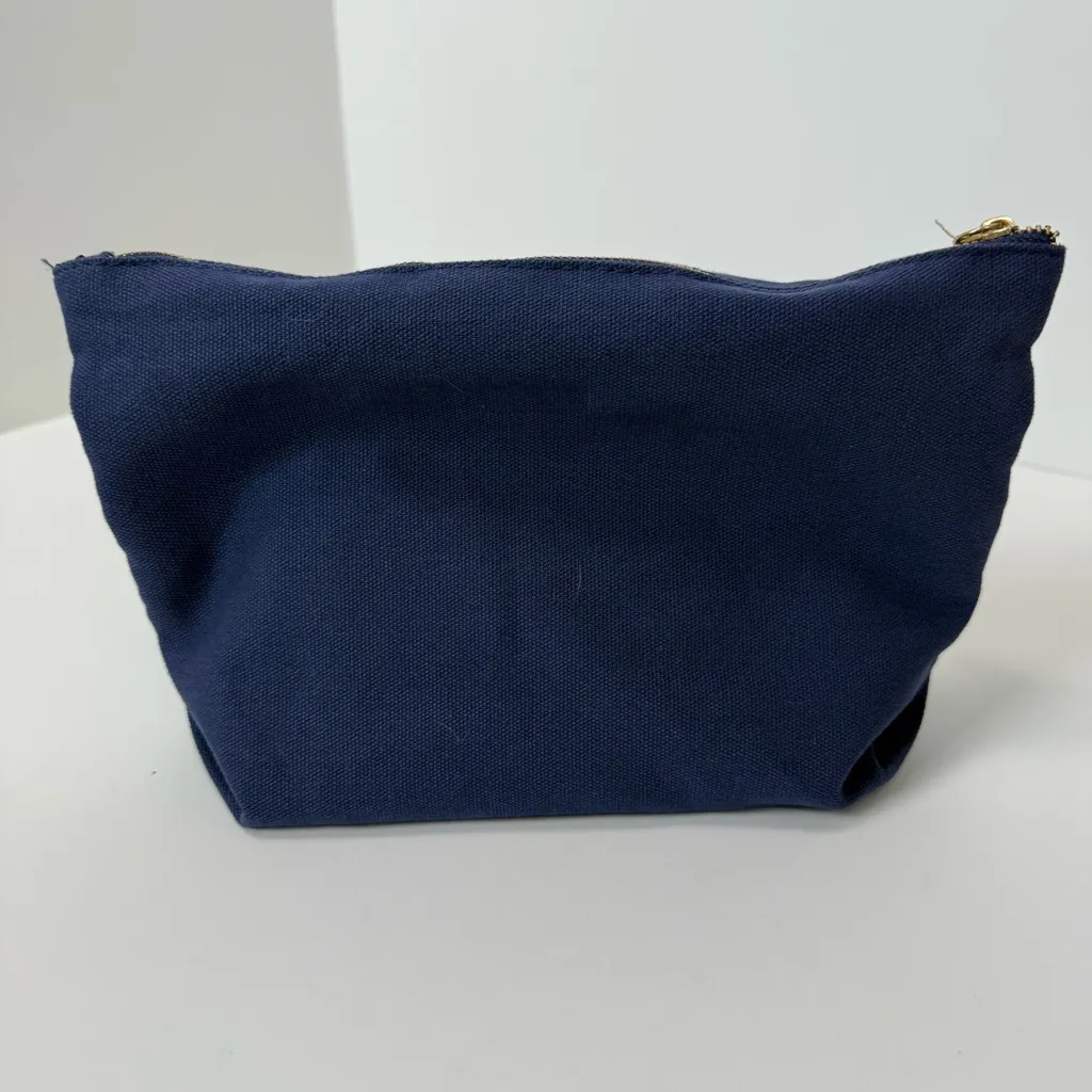 Navy Blue Canvas Makeup Pouch with Inspirational Quote - Image 7